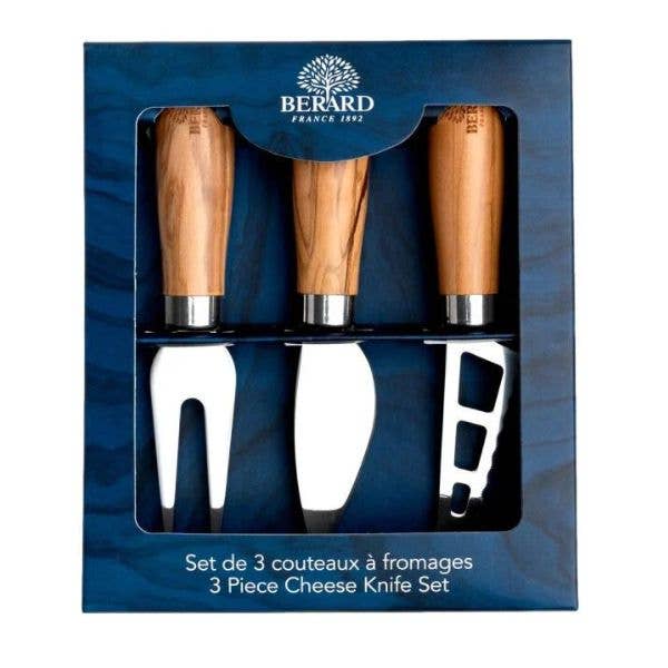 Berard Olive Wood 3PC Cheese Set