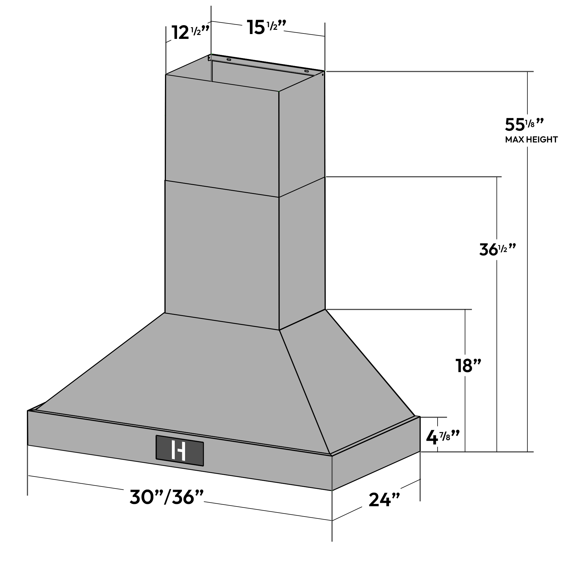 36″ Professional Range Hood – Black Stainless